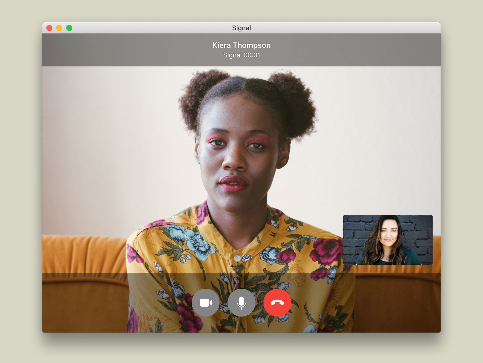 Screenshot of a video call on Cipchat Desktop.